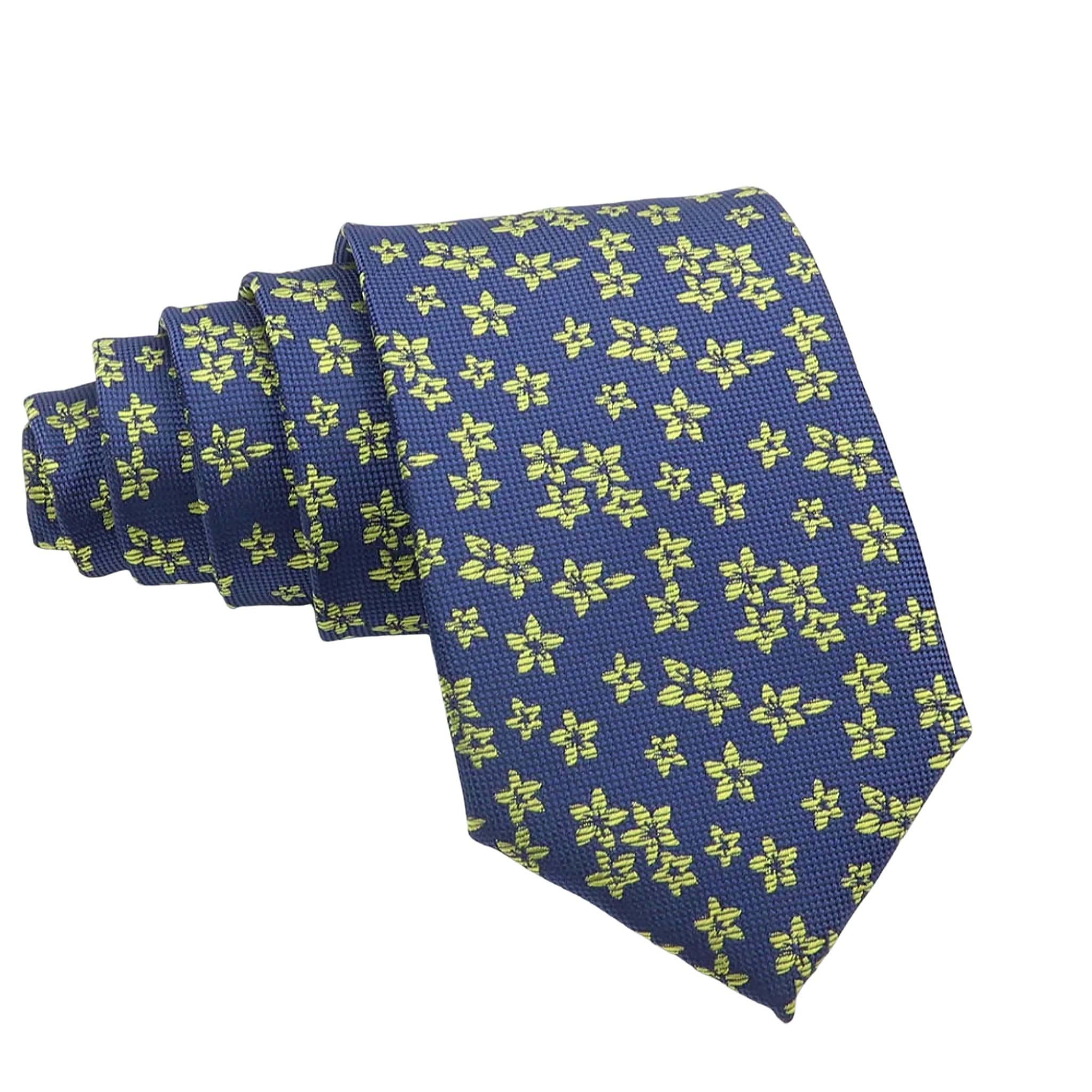 Navy Blue White Patterned Necktie