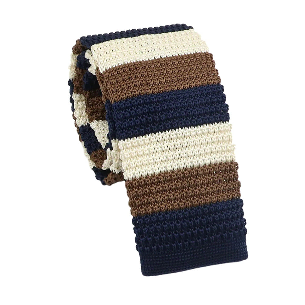 Navy Blue Brown Striped Necktie