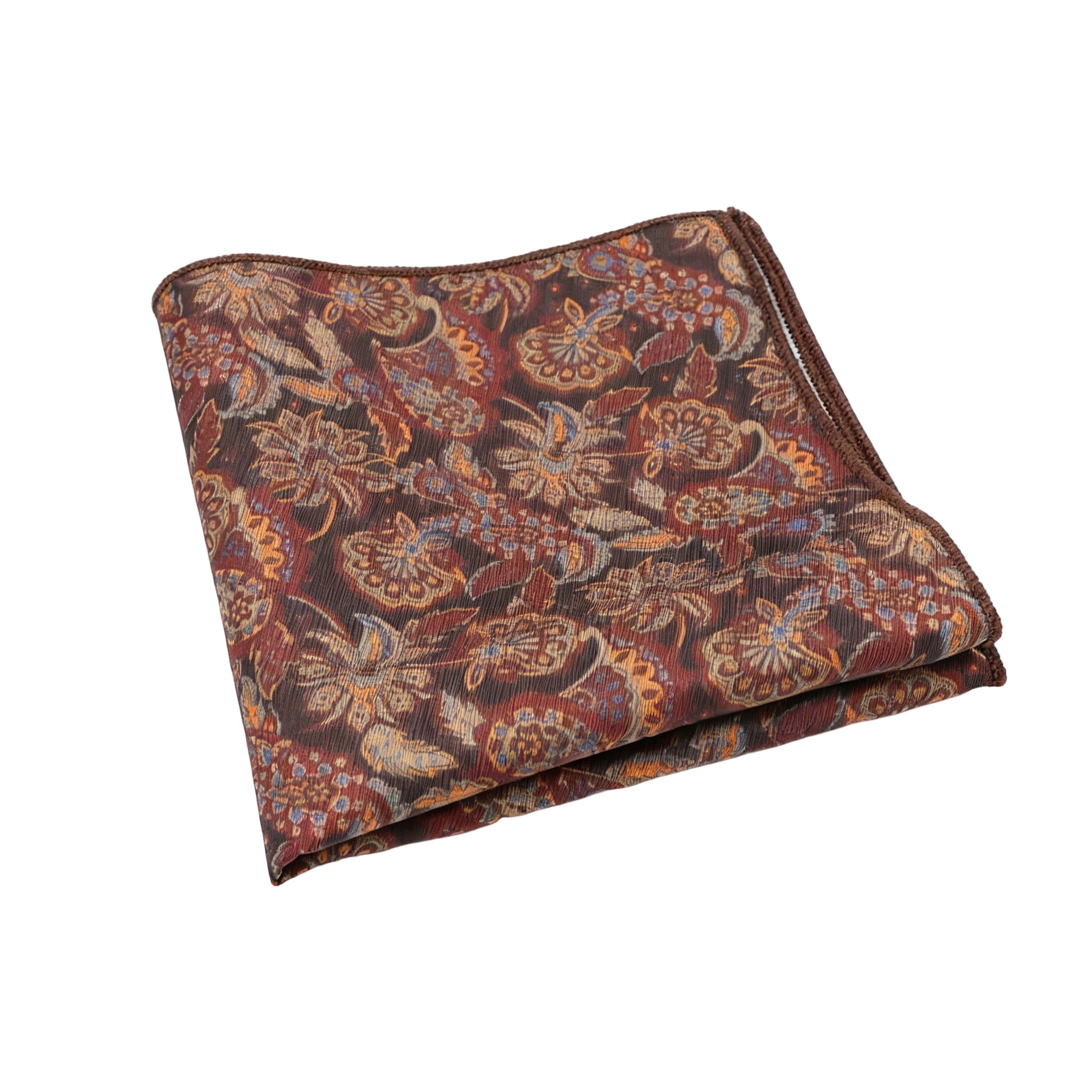 Brown Orange Floral Pocket Square
