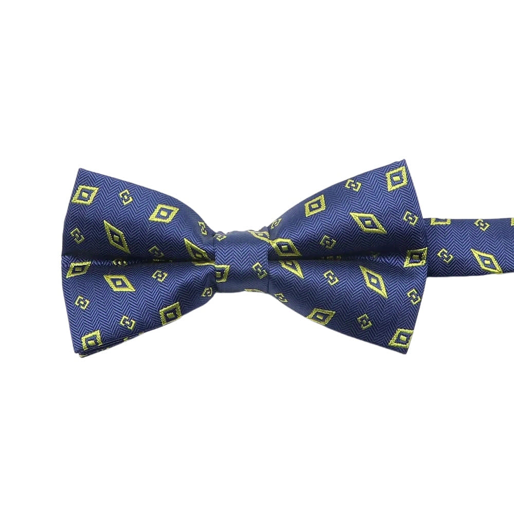 Navy Blue Yellow Geometric Bowtie