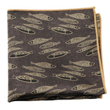 Dark Brown Gold Fish Pocket Square