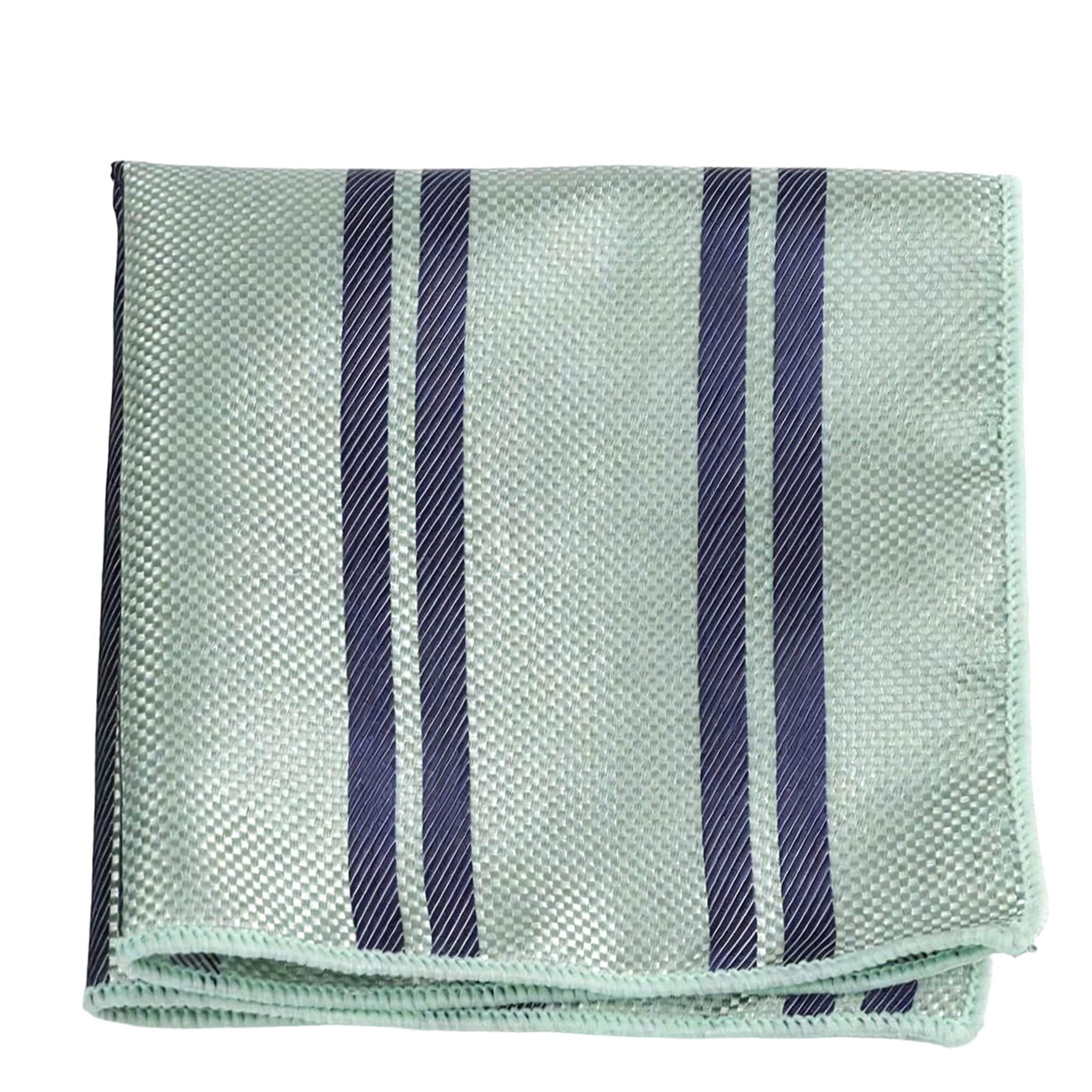 Gray Blue Striped Pocket Square