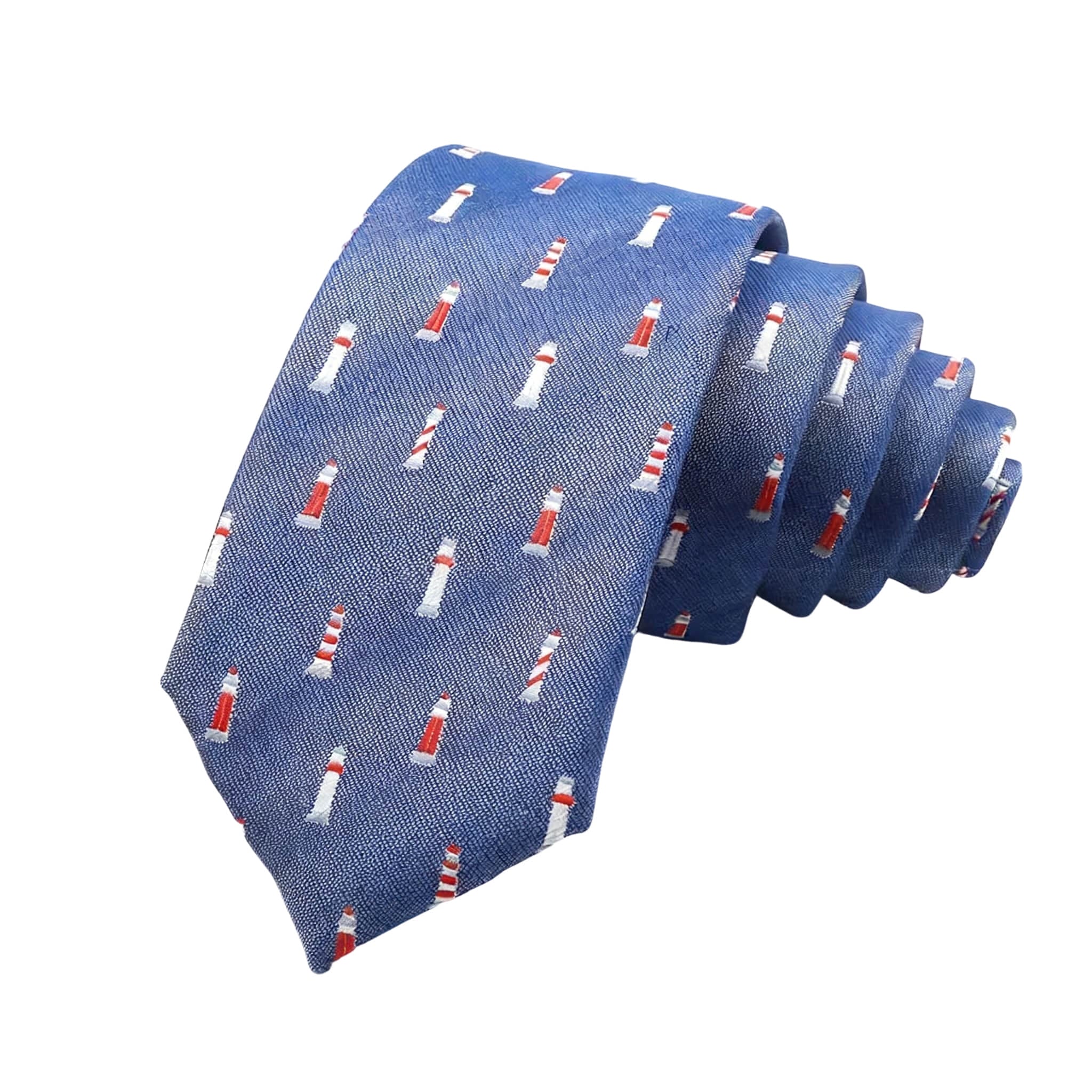 Blue Red Lighthouse Necktie