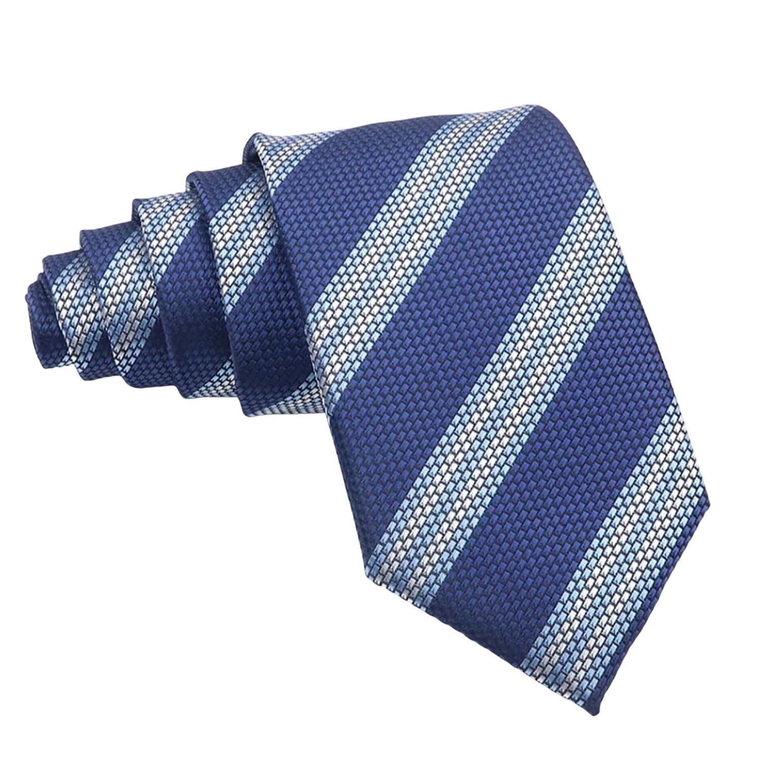 Blue With White Striped Necktie