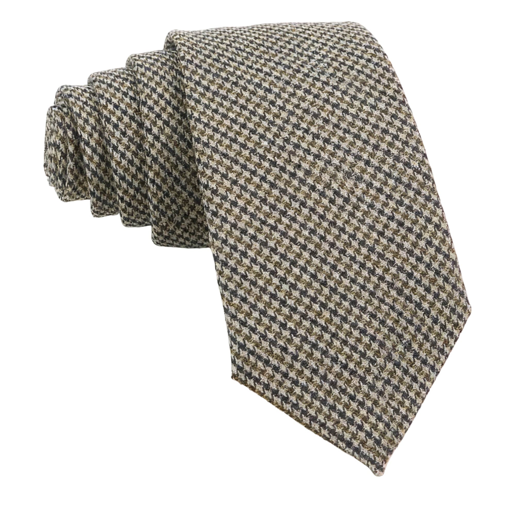 Beige Brown Houndstooth Necktie
