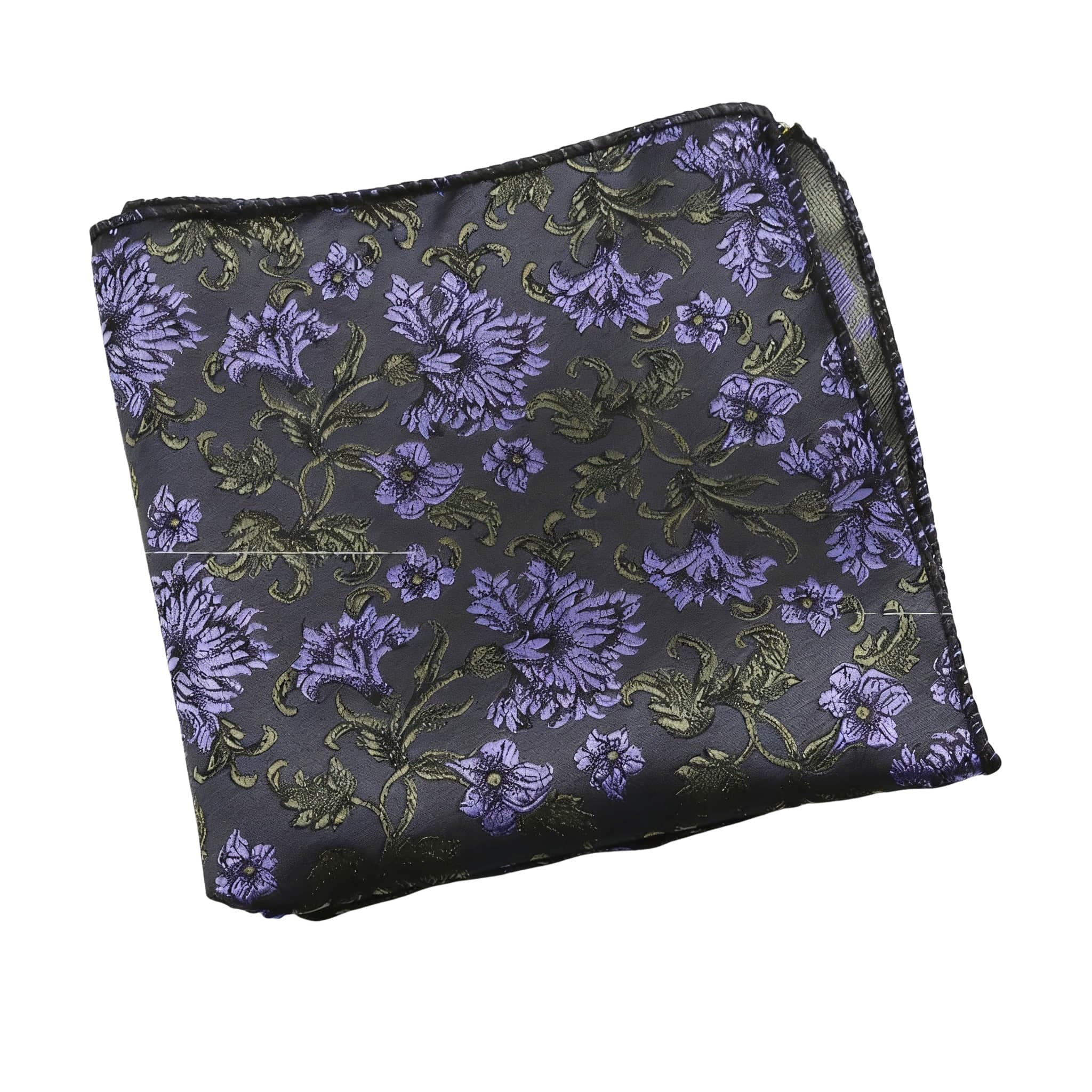 Gray Purple Floral Pocket Square
