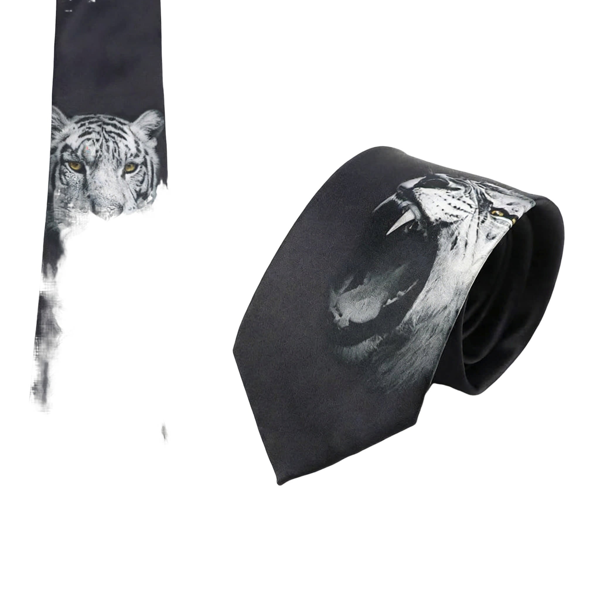 Black White Animal Necktie