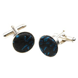 Black Blue Floral Cufflink