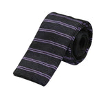 Black Purple Striped Knitted Tie