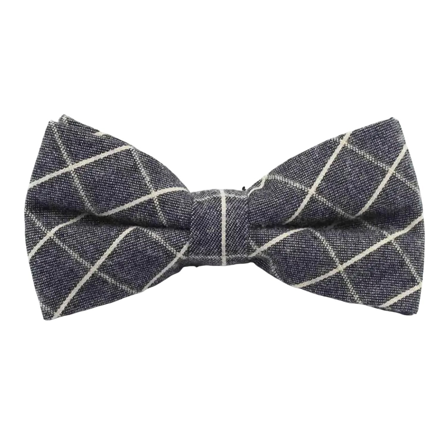 Navy Blue With White Plaid Bowtie