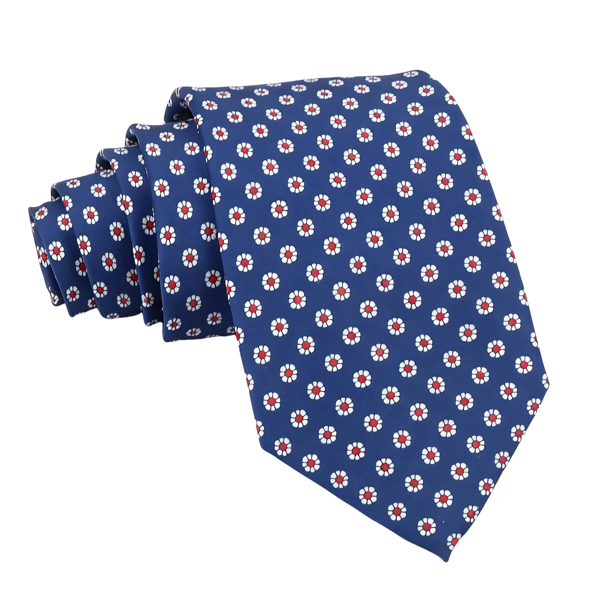 Blue White Floral Necktie