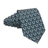 Navy Blue Yellow Pattern Necktie