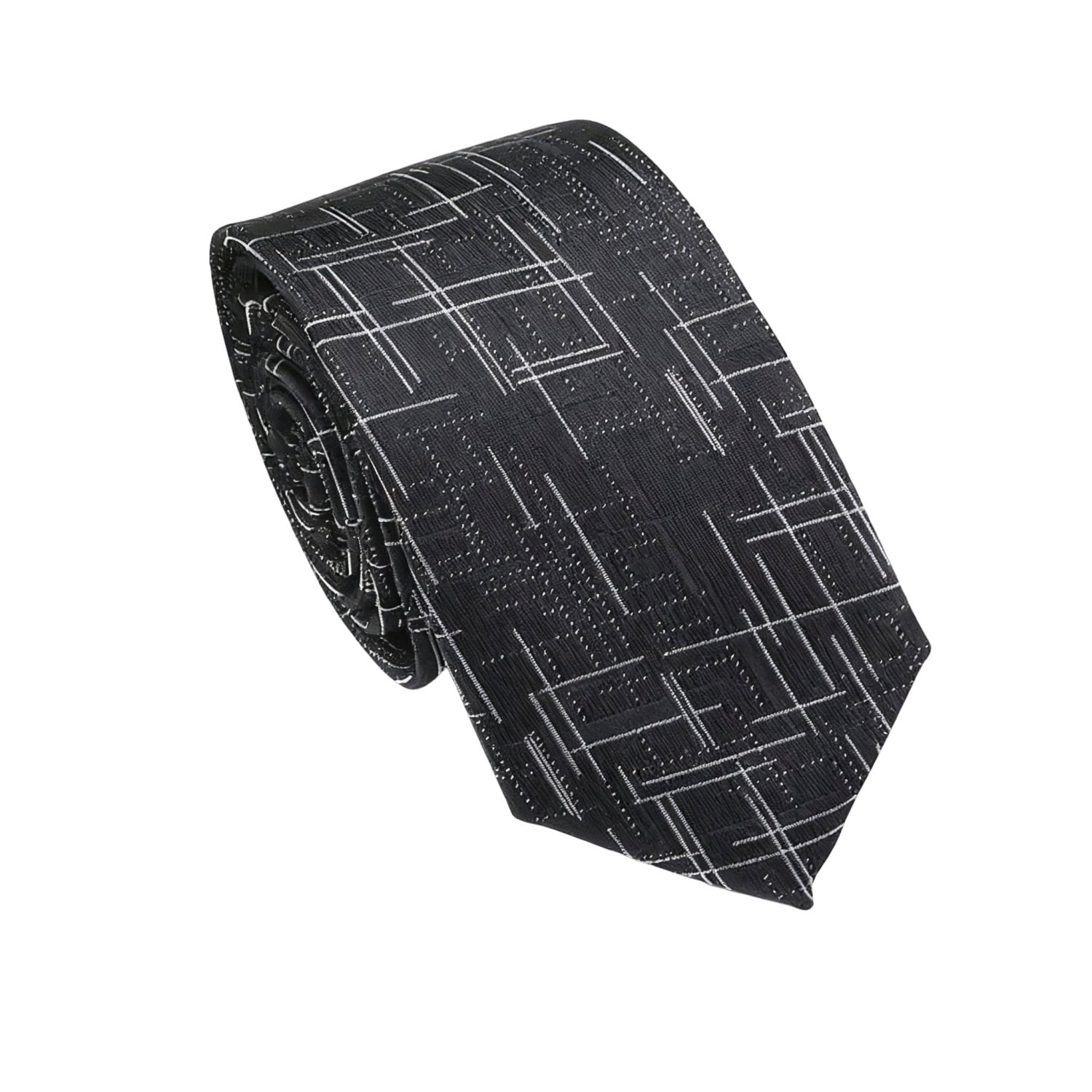 Black Necktie With White Grid Pattern
