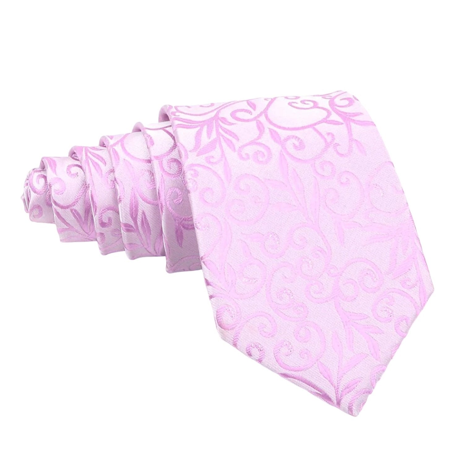 Light Pink with Pink Floral Scroll Necktie