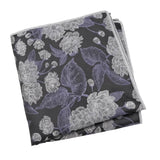 Black Silver Floral Pocket Square
