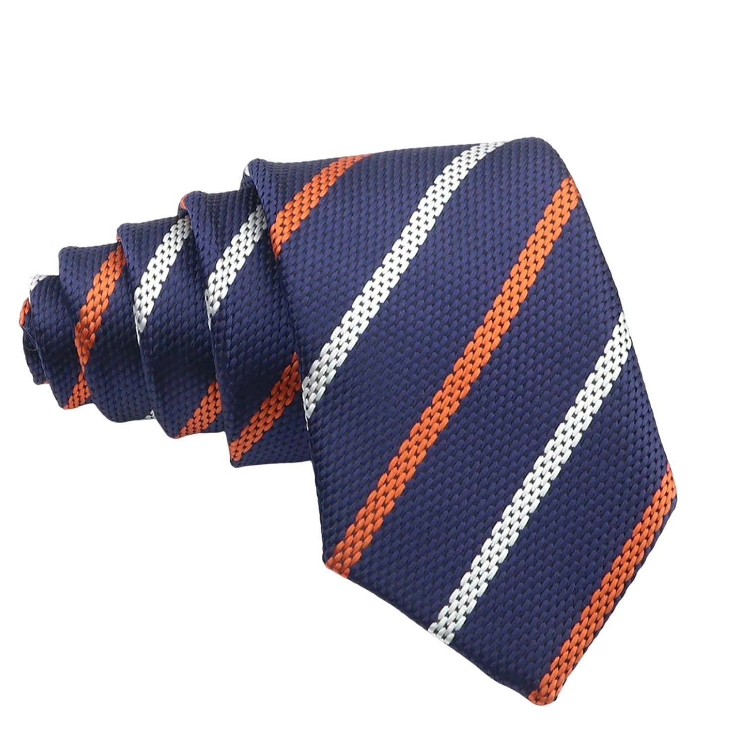 Dark Blue With White Red Striped Necktie