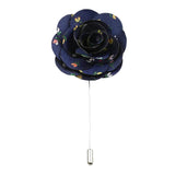 Navy Blue Yellow Floral Lapel Pin