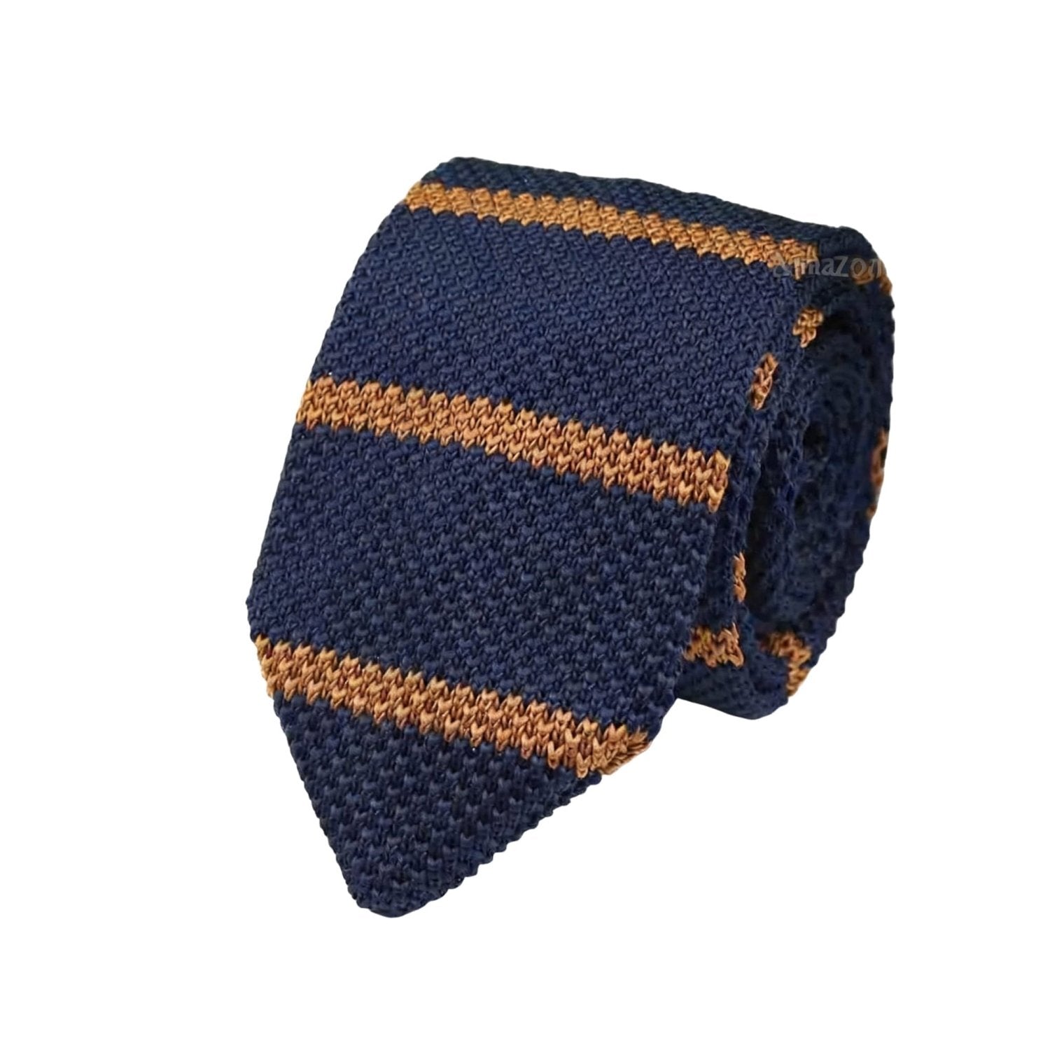 Navy Blue With Orange Striped Necktie