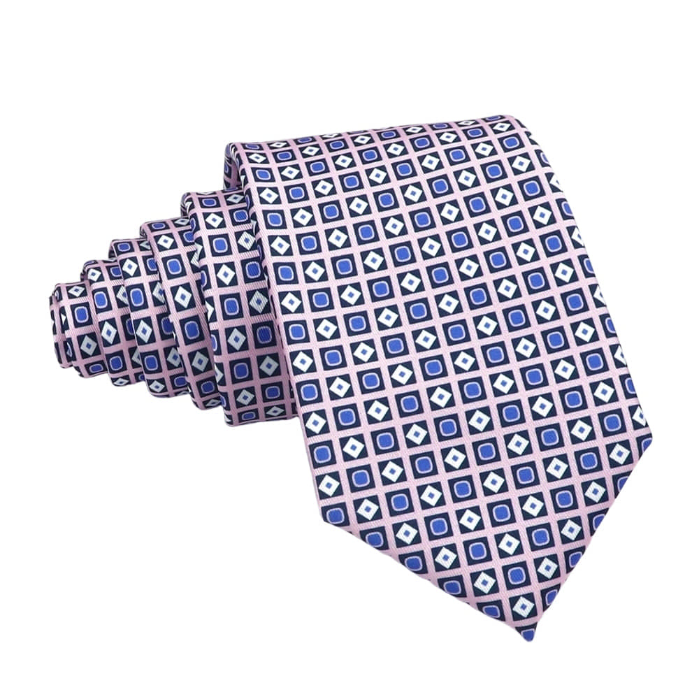 Pink Blue Geometric Necktie