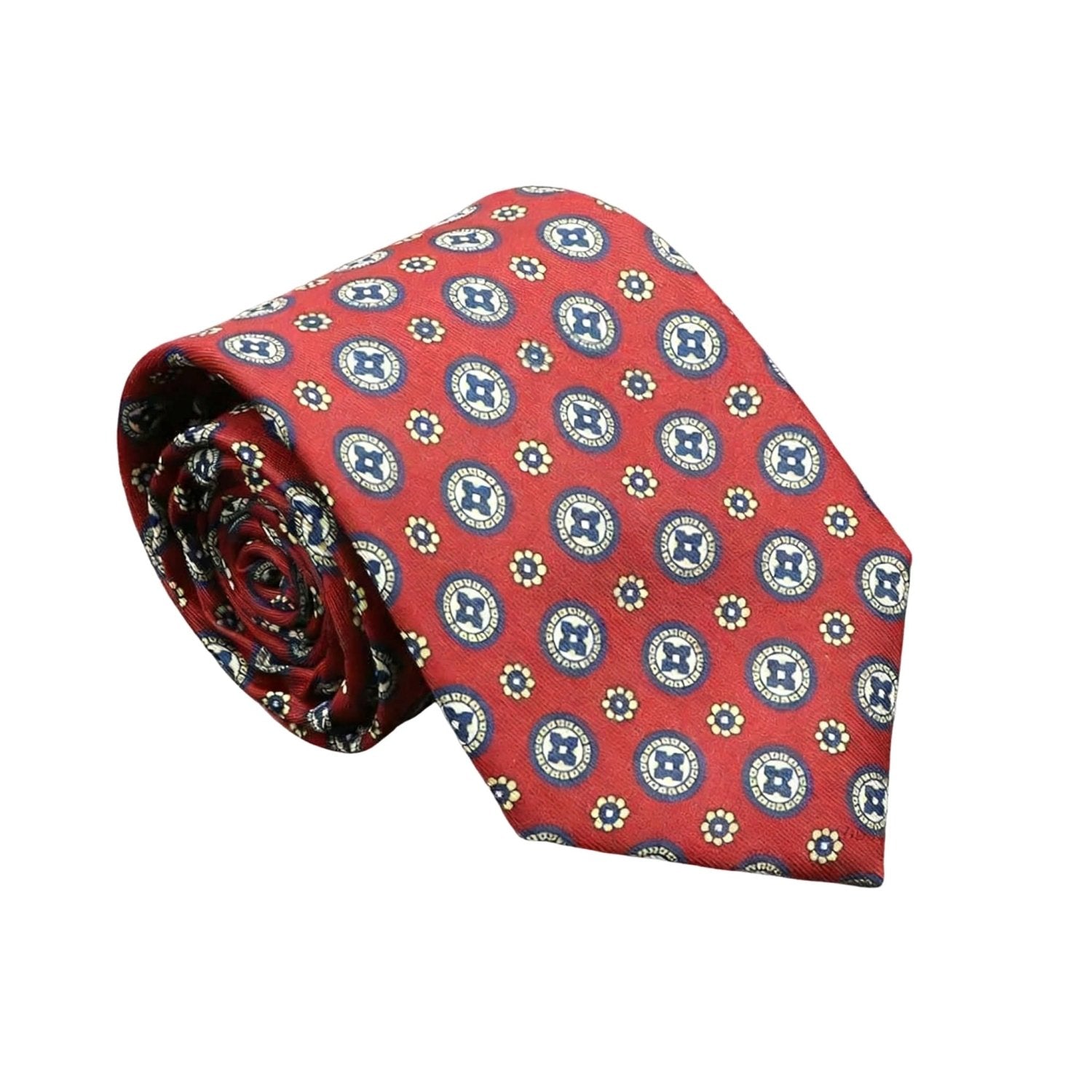 Burgundy With Dark Blue Medallion Necktie