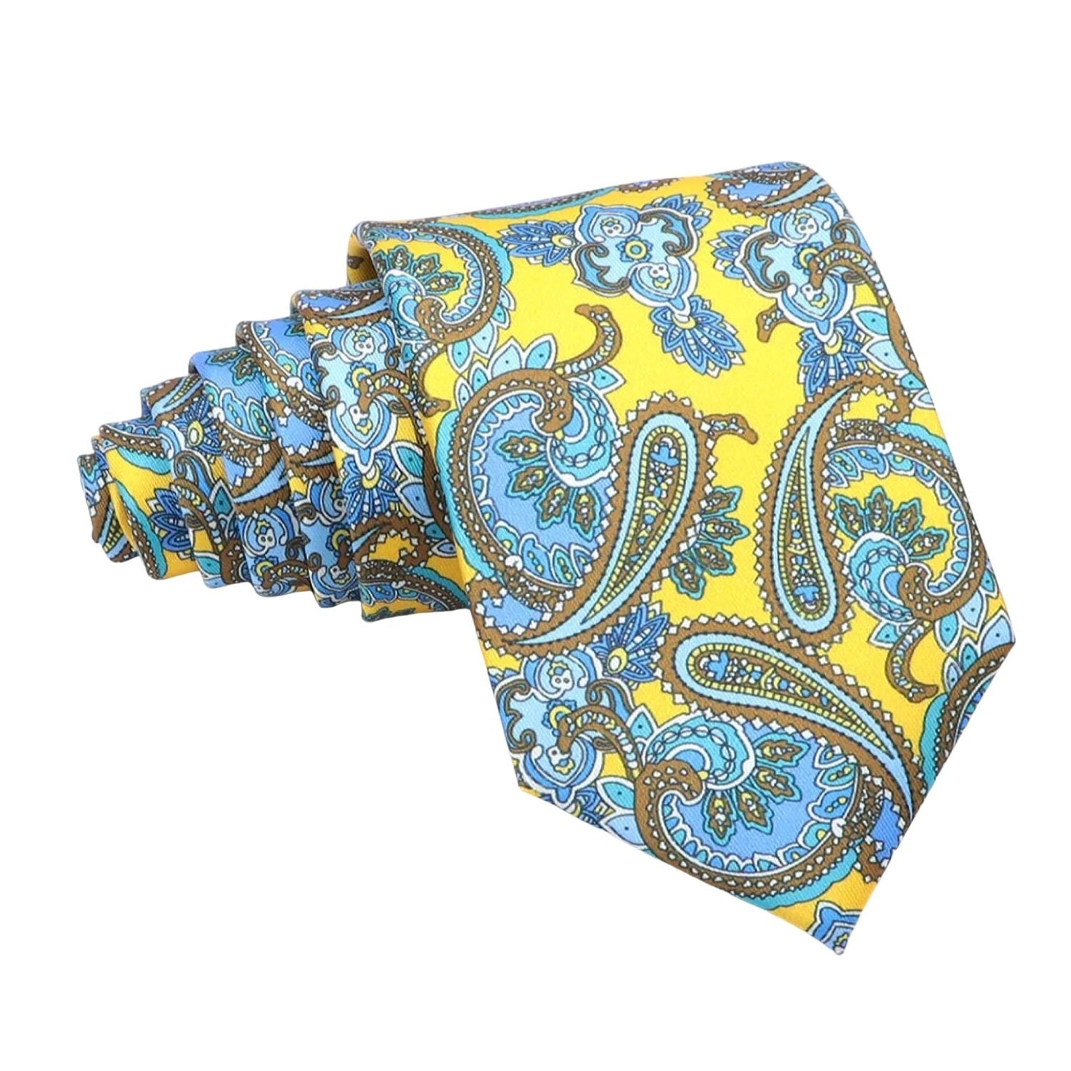 Yellow With Blue Paisley Necktie