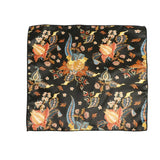 Black Orange Floral Pocket Square