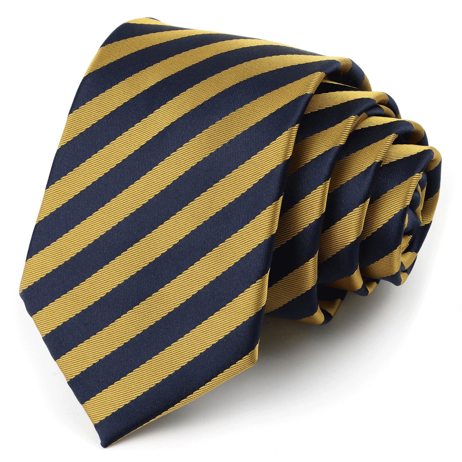 Navy and Gold Striped Necktie