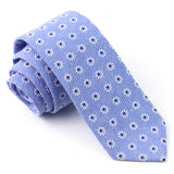 Light Blue Daisy Floral Skinny Cotton Necktie