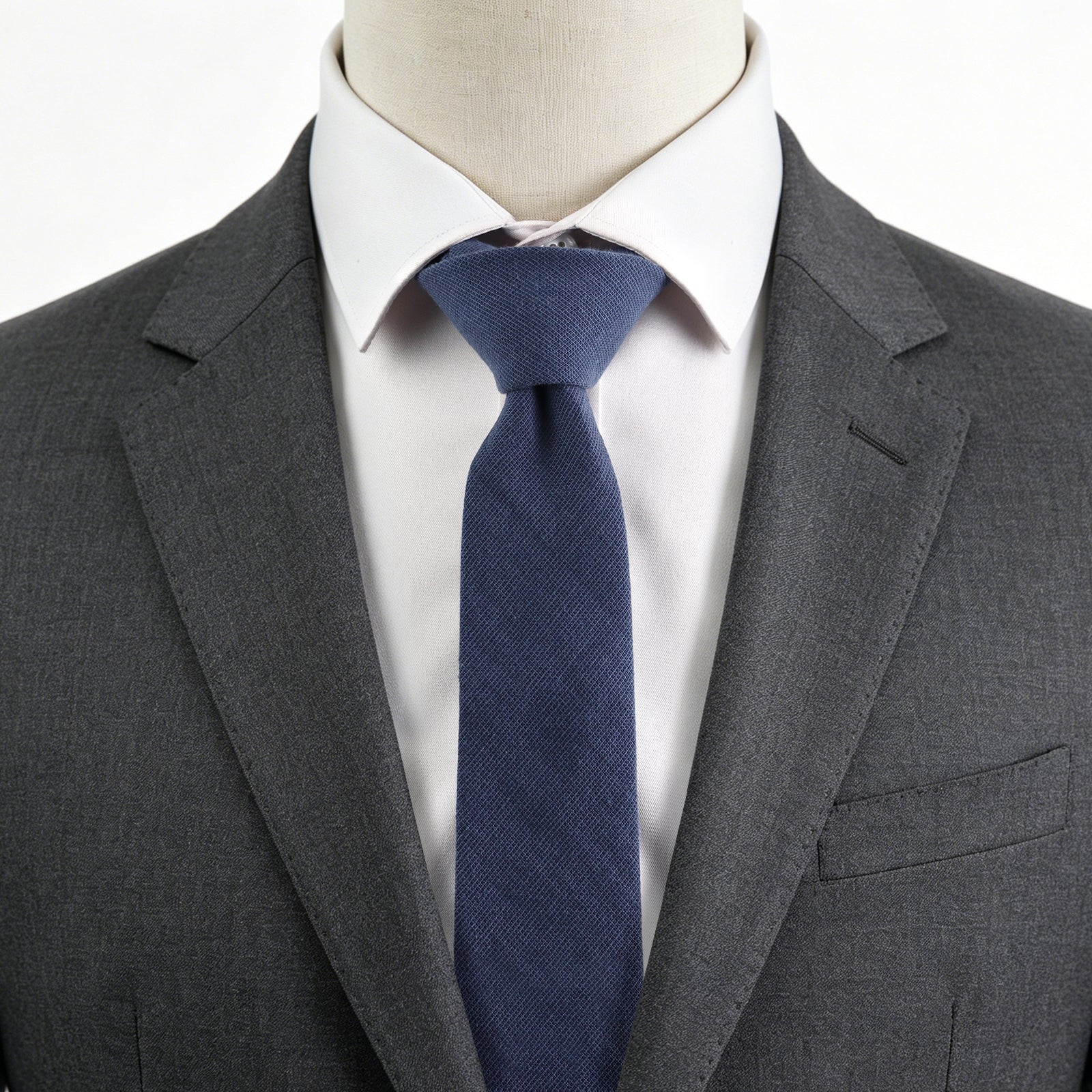 Solid Navy Blue Matte Cotton Men's Necktie