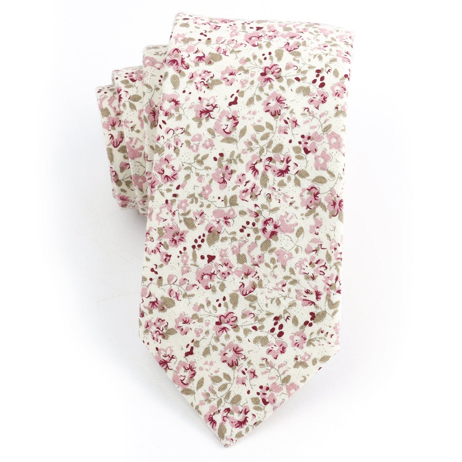 Blush Pink Floral Cotton Necktie