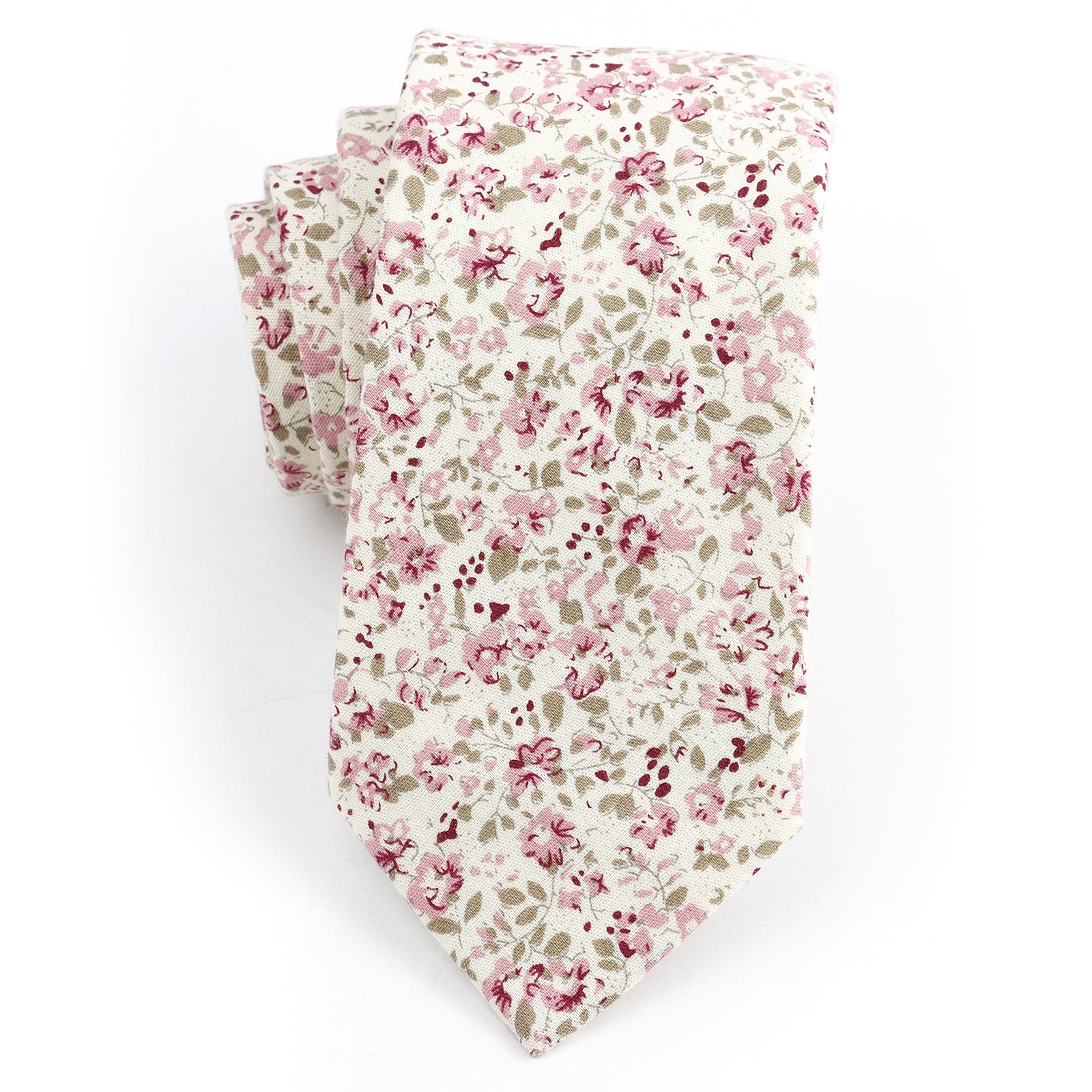 Blush Pink Floral Cotton Necktie