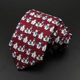 ZONFAZ Merry Christmas Necktie for Men Slim Silk Print Ties Santa Claus Snowman Tree Festival Neck Tie for Xmas Gift