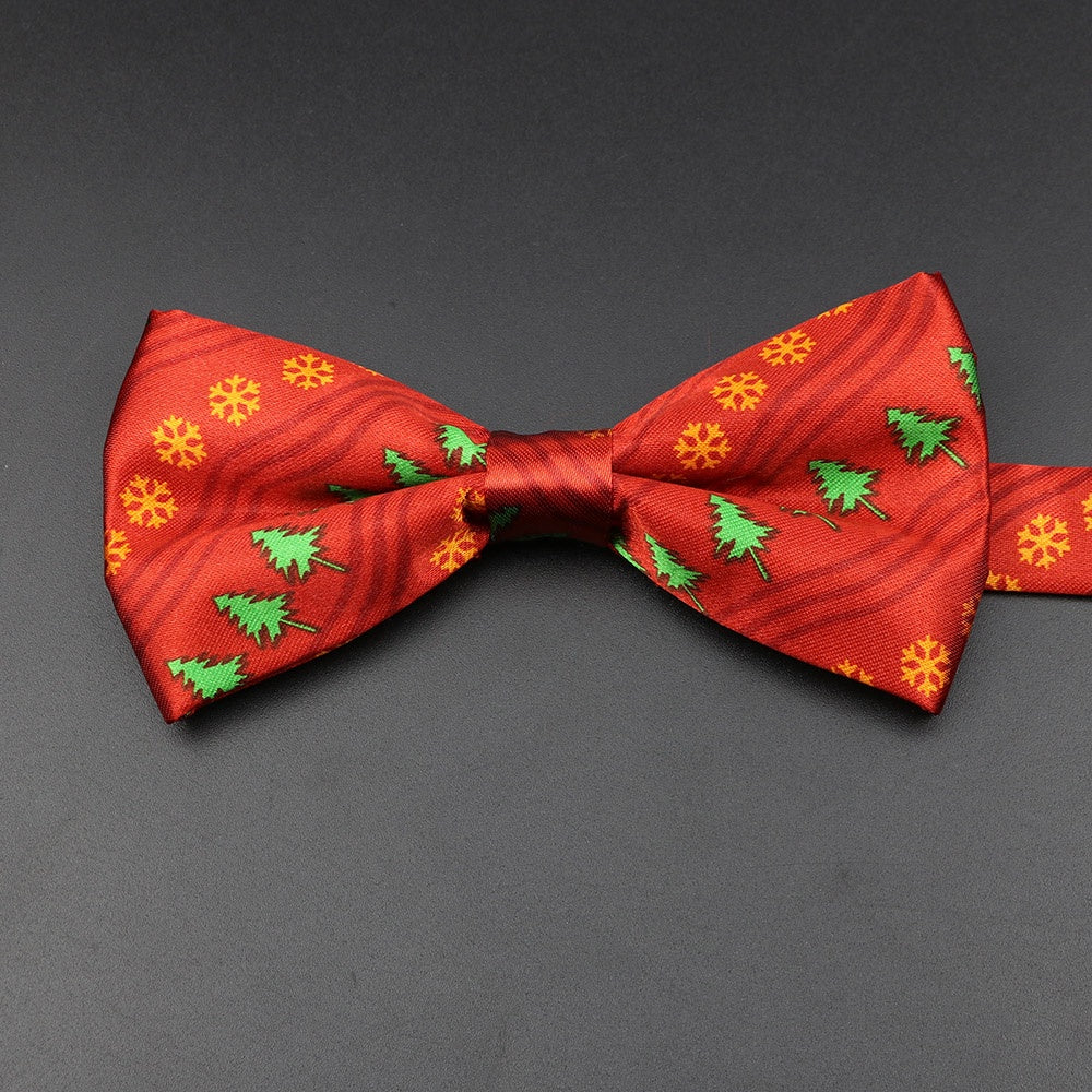 ZONFAZ Christmas Cute Santa Snowflakes Bowtie for Xmas Festival Party Bow tie