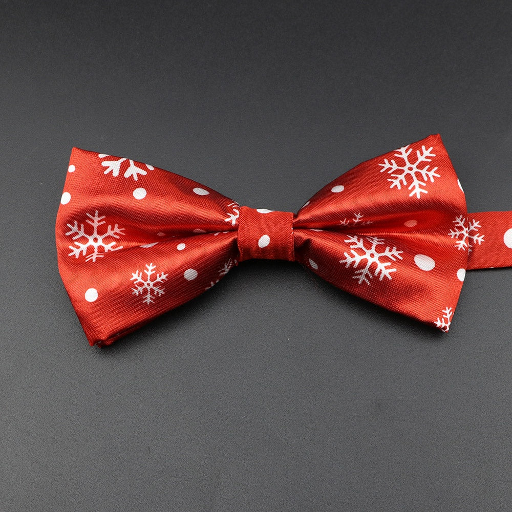 ZONFAZ Christmas Cute Santa Snowflakes Bowtie for Xmas Festival Party Bow tie