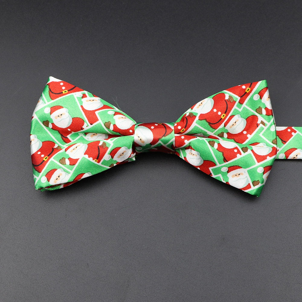 ZONFAZ Christmas Cute Santa Snowflakes Bowtie for Xmas Festival Party Bow tie