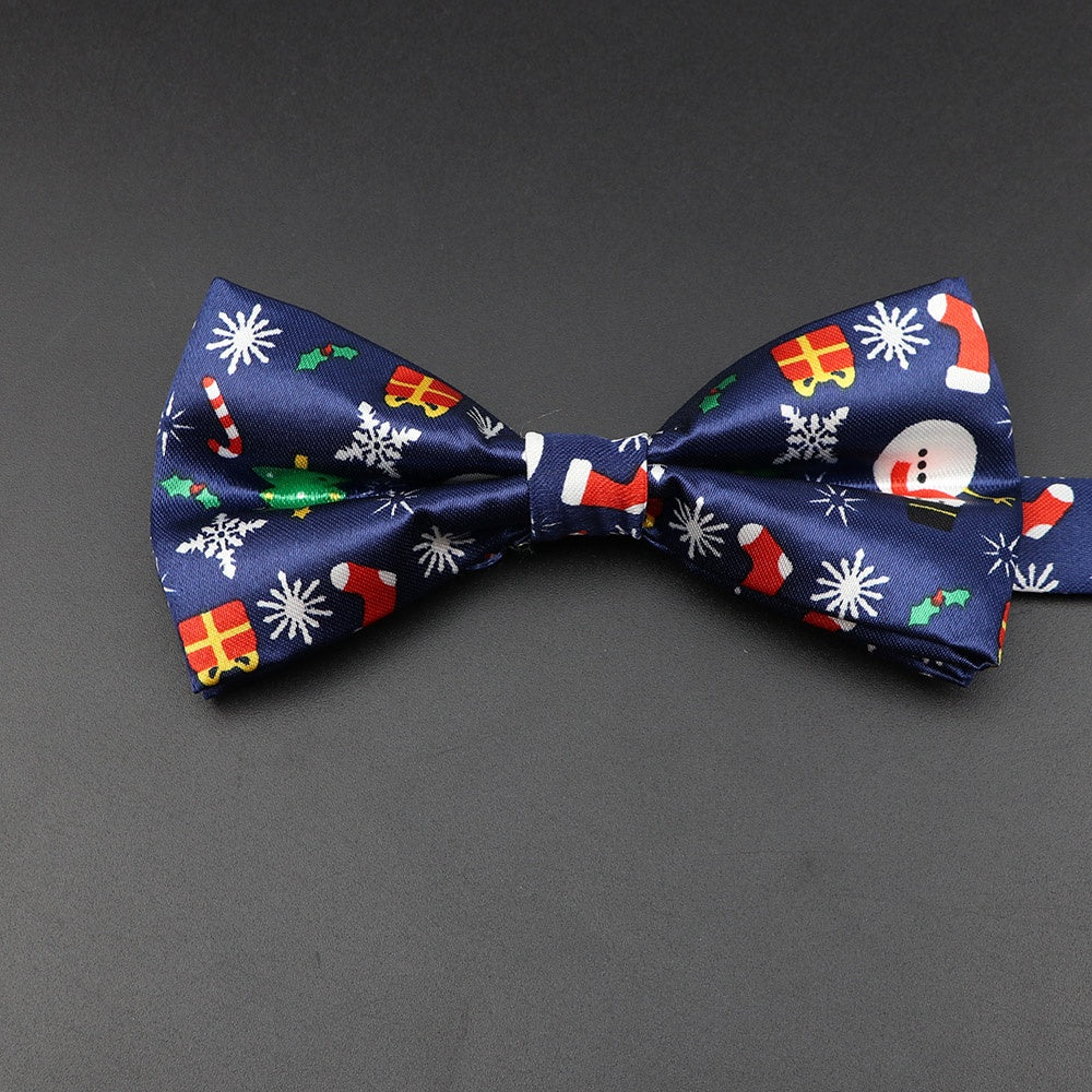 ZONFAZ Christmas Cute Santa Snowflakes Bowtie for Xmas Festival Party Bow tie