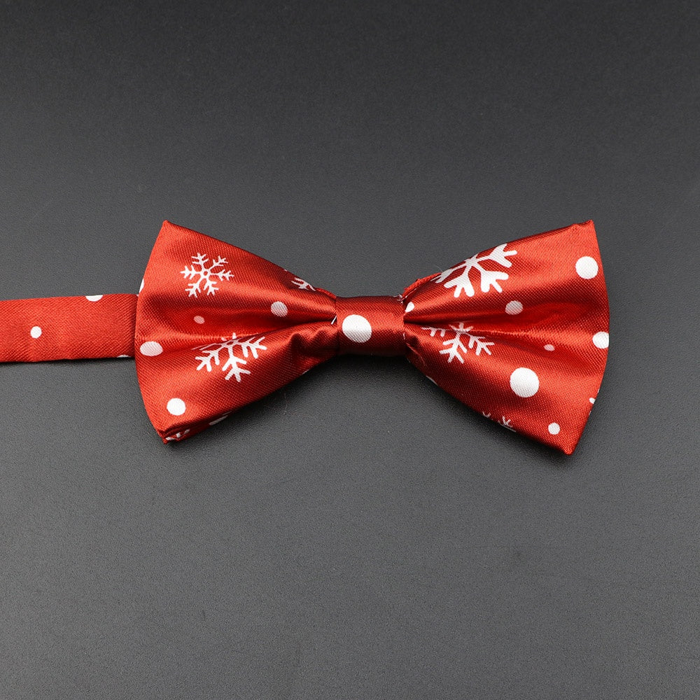 ZONFAZ Christmas Cute Santa Snowflakes Bowtie for Xmas Festival Party Bow tie