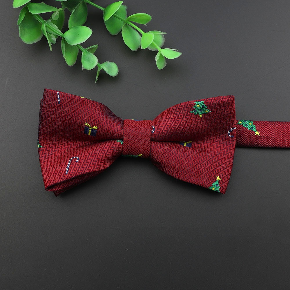 ZONFAZ Christmas Bow Ties for Adults Kids Xmas Festival Theme Red Santa Claus Bowties