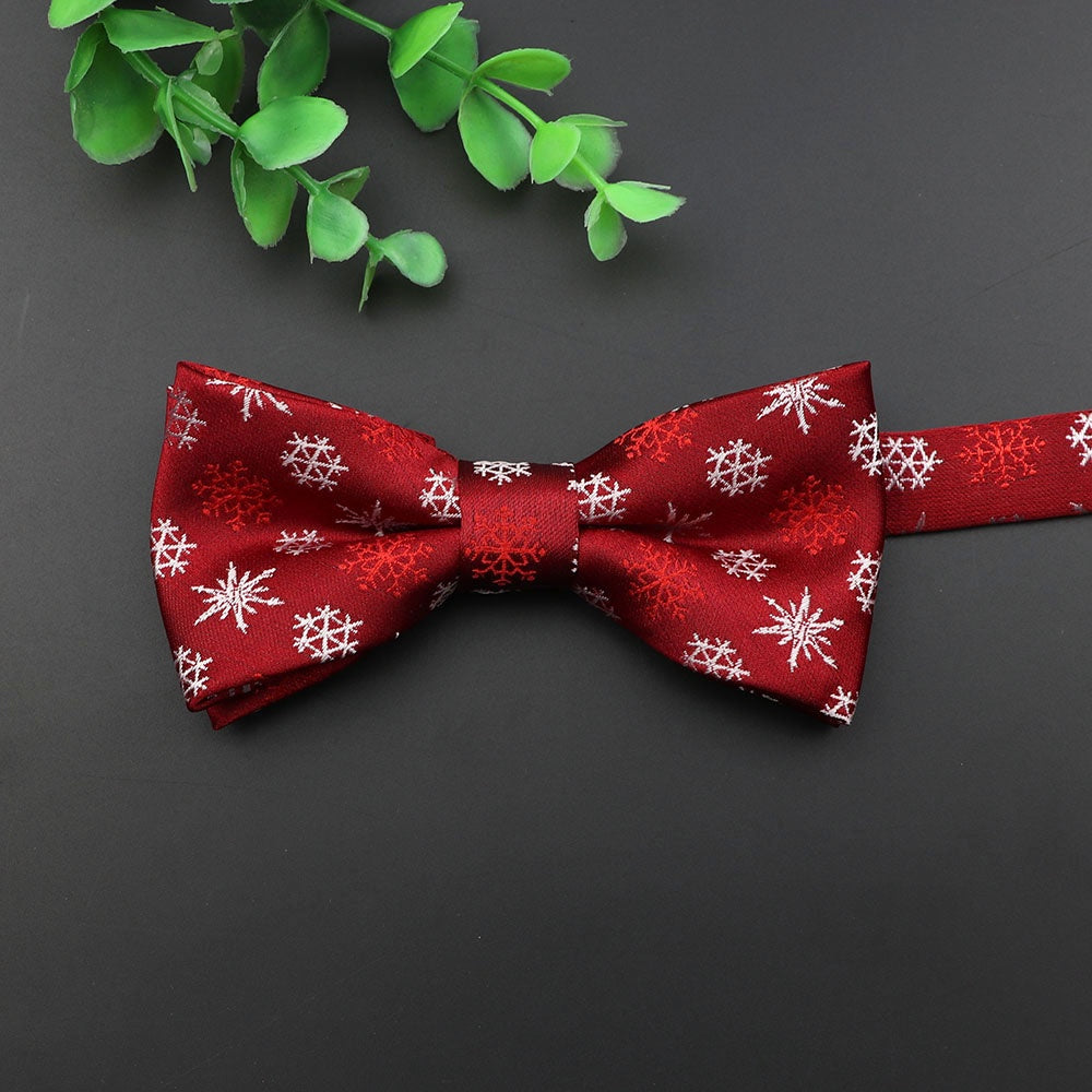 ZONFAZ Christmas Bow Ties for Adults Kids Xmas Festival Theme Red Santa Claus Bowties