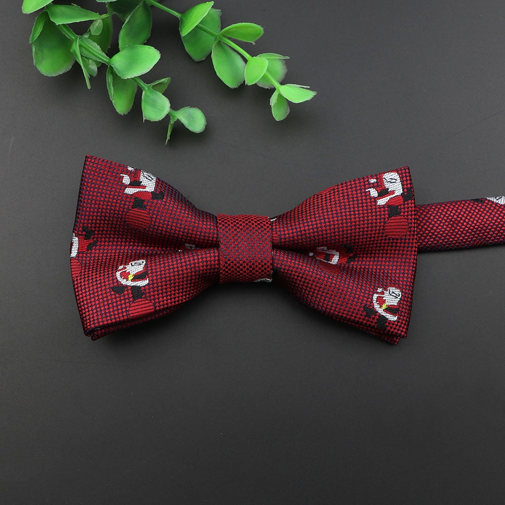 ZONFAZ Christmas Bow Ties for Adults Kids Xmas Festival Theme Red Santa Claus Bowties