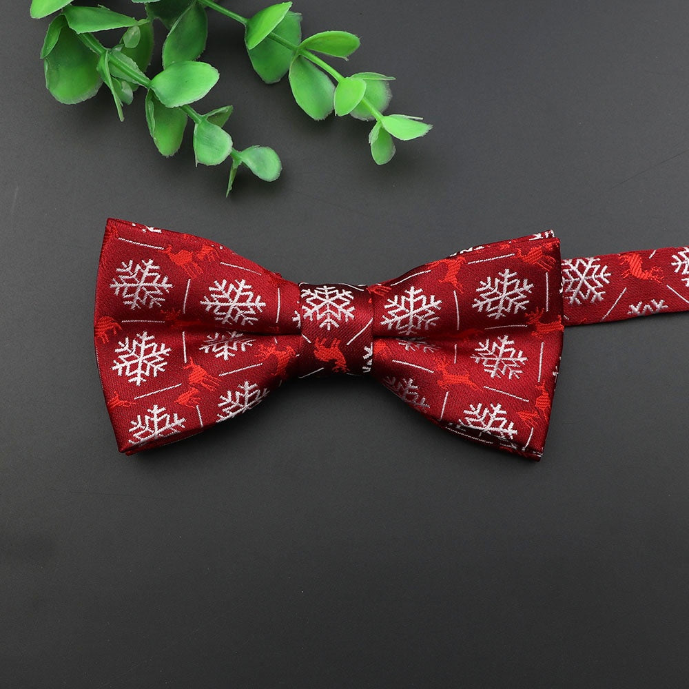 ZONFAZ Christmas Bow Ties for Adults Kids Xmas Festival Theme Red Santa Claus Bowties