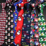 ZONFAZ Merry Christmas Necktie for Men Slim Silk Print Ties Santa Claus Snowman Tree Festival Neck Tie for Xmas Gift