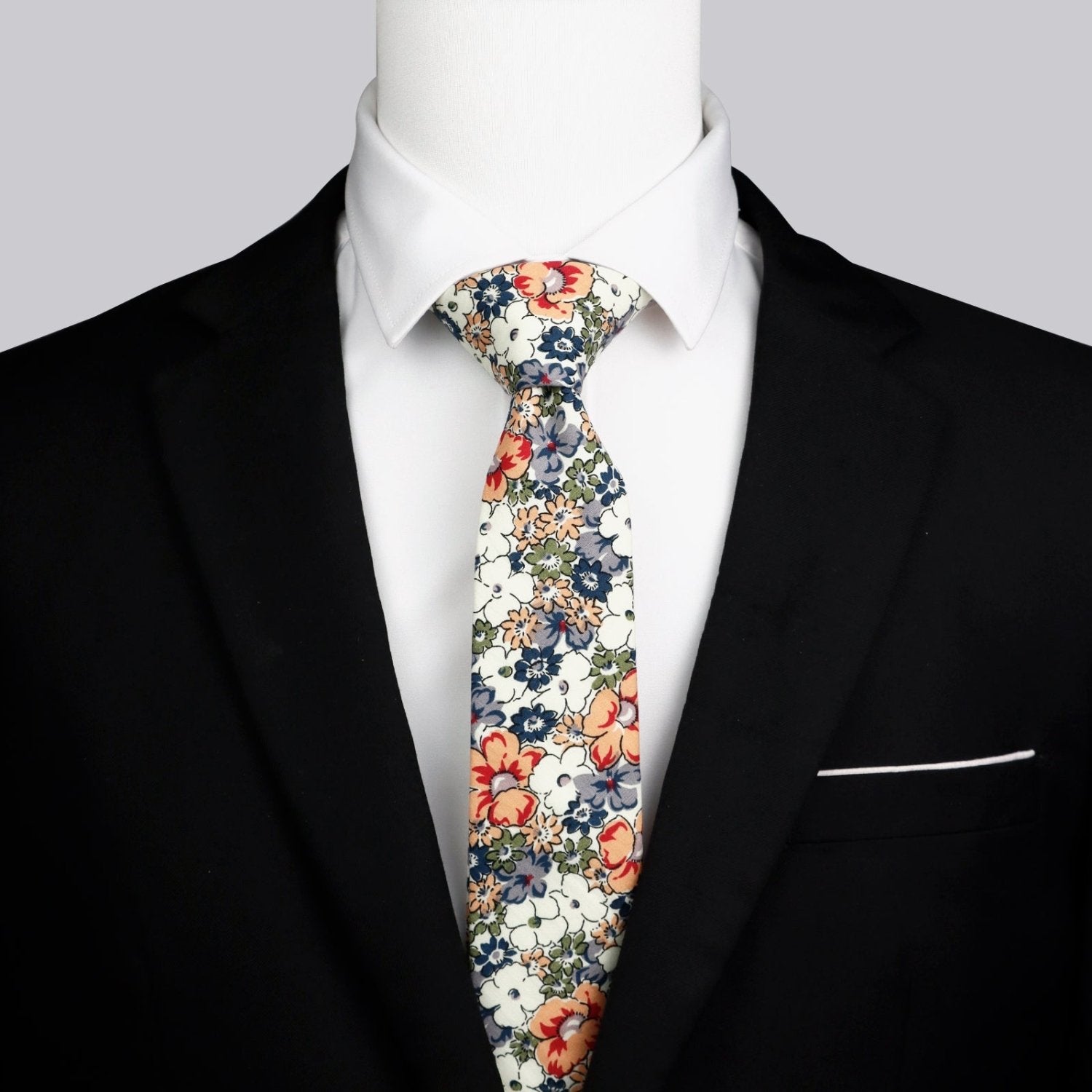 Colorful Floral Cotton Tie for Wedding Groomsmen