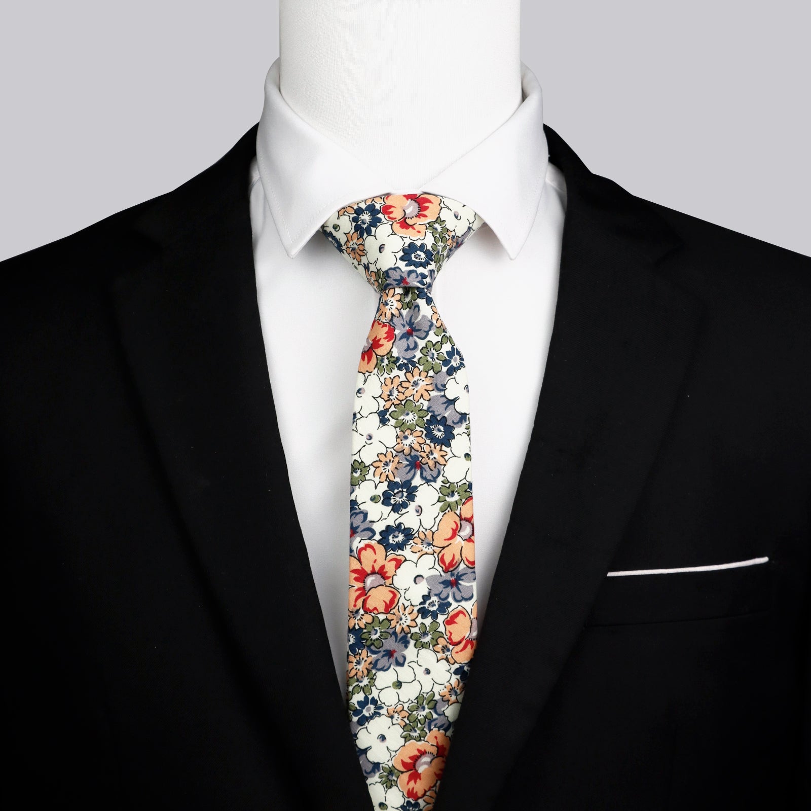 Colorful Floral Cotton Tie for Wedding Groomsmen