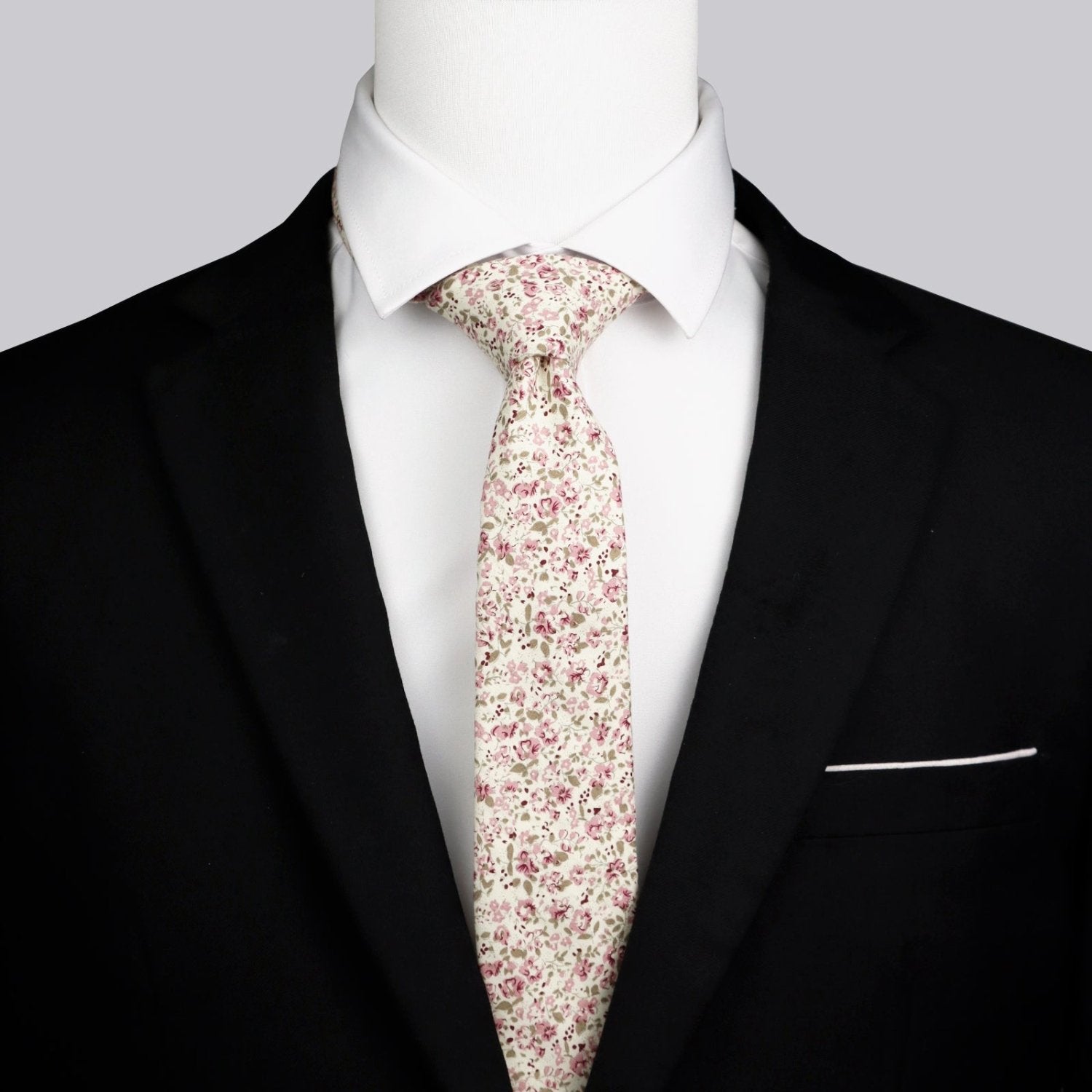 Blush Pink Floral Cotton Necktie