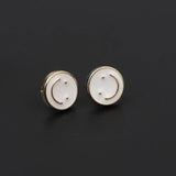 ZONFAZ 1 Pair Delicate Round Black Brooches Pins For Women Men Shirt Suit Collar Pin Accessory