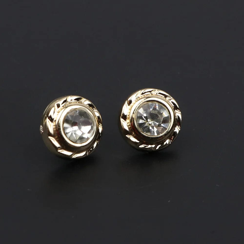 ZONFAZ 1 Pair Delicate Round Black Brooches Pins For Women Men Shirt Suit Collar Pin Accessory