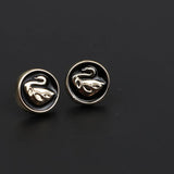 ZONFAZ 1 Pair Delicate Round Black Brooches Pins For Women Men Shirt Suit Collar Pin Accessory