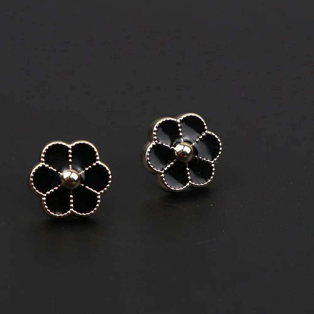 ZONFAZ 1 Pair Delicate Round Black Brooches Pins For Women Men Shirt Suit Collar Pin Accessory