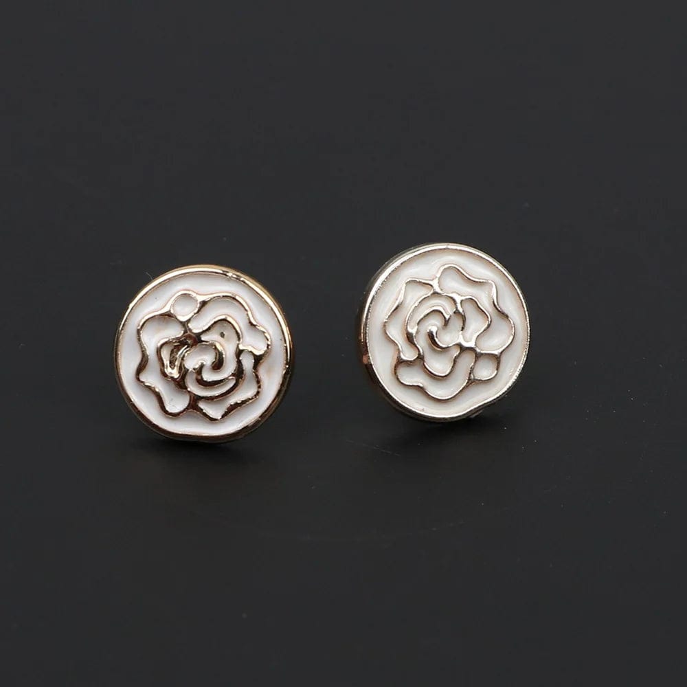 ZONFAZ 1 Pair Delicate Round Black Brooches Pins For Women Men Shirt Suit Collar Pin Accessory